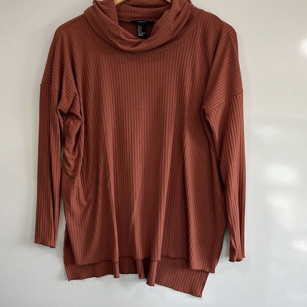 Forever 21 ribbed cowl neck long sleeve small
